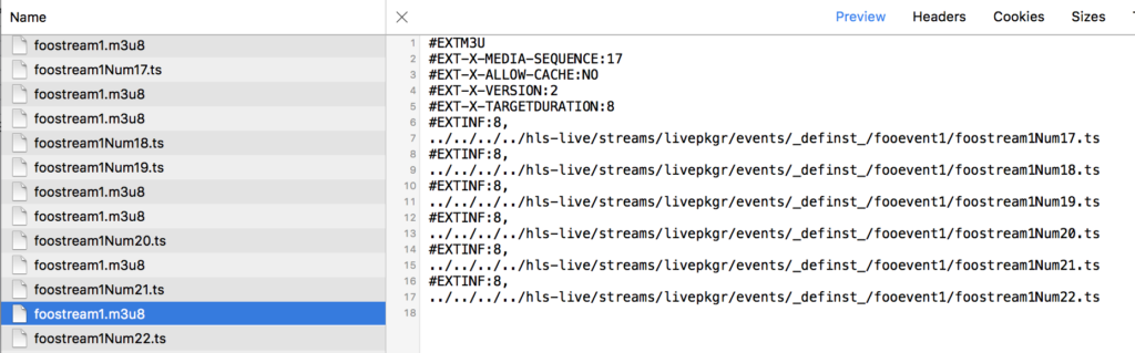 HLS Live Browser Network Timeline